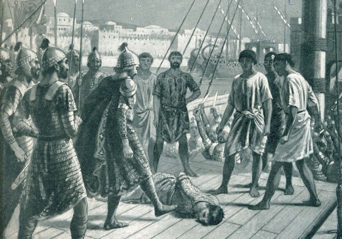 Phocas is delivered to Heraclius (from worldhistoryplus.com)