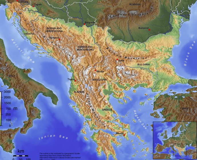 Topographical map of the Balkans (from wikipedia)