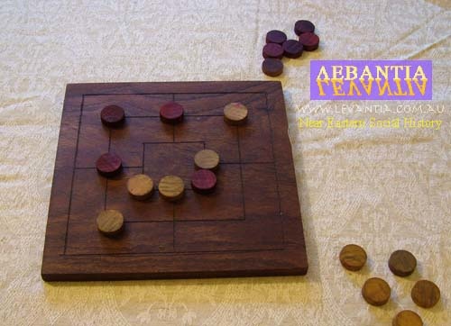 The family of games known as merells or morris. The game was called triôdion in Greek (from levantia.com)