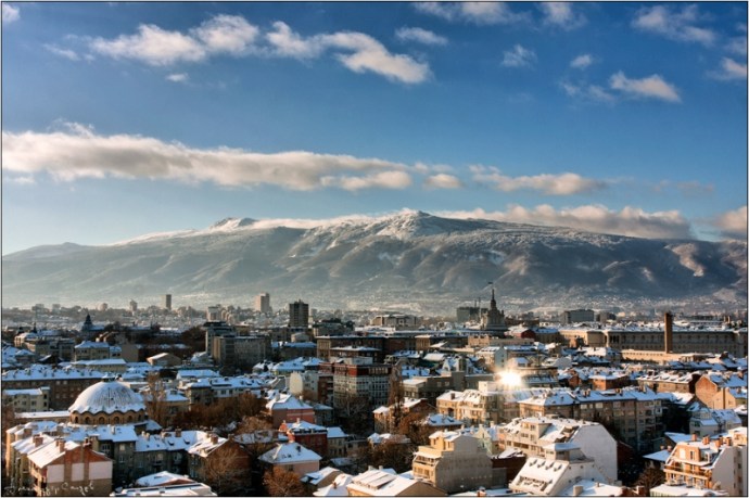 The skyline of modern Sofia (Roman Serdica) from senderismoeuropa.com
