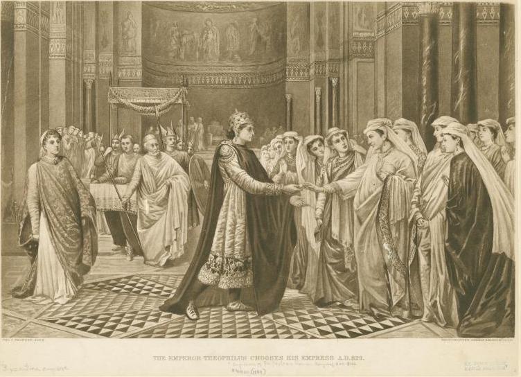 The bride show where Theophilos chooses Theodora (Val Cameron Prinsep (1838-1904) - New York Public Library Digital Gallery)