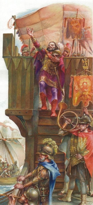 Basil on ship (from 'Rulers of the Byzantine Empire' published by KIBEA)