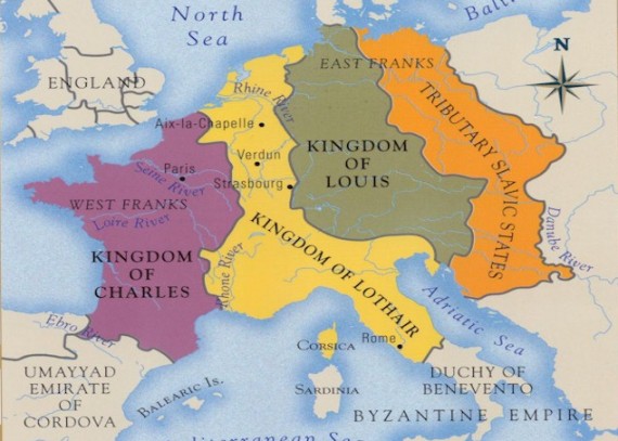 The Division of the Carolingian Empire in 843 AD