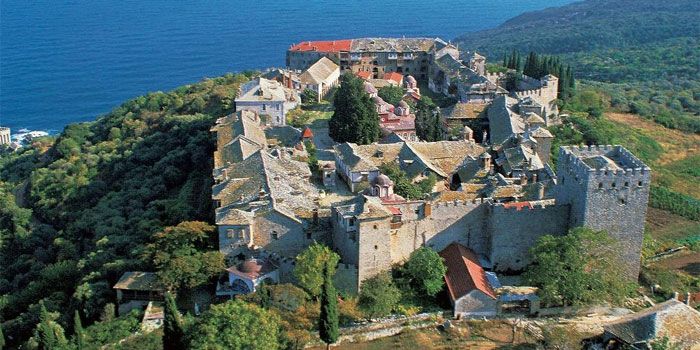 Monastery of Megisti Lavra (Great Lavra) in Athos - the oldest monastery on Mount Athos