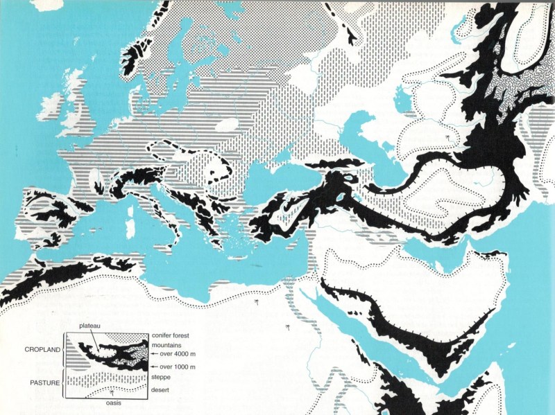 Topography of Europe and the Middle East from New Penguin Atlas of Ancient History