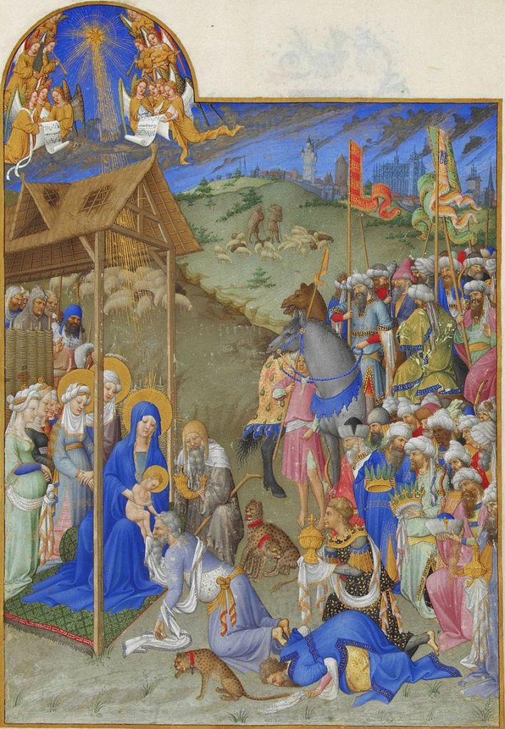 The Adoration of the Magi from Très Riches Heures du duc de Berry. Melchior looking very much like Manuel.